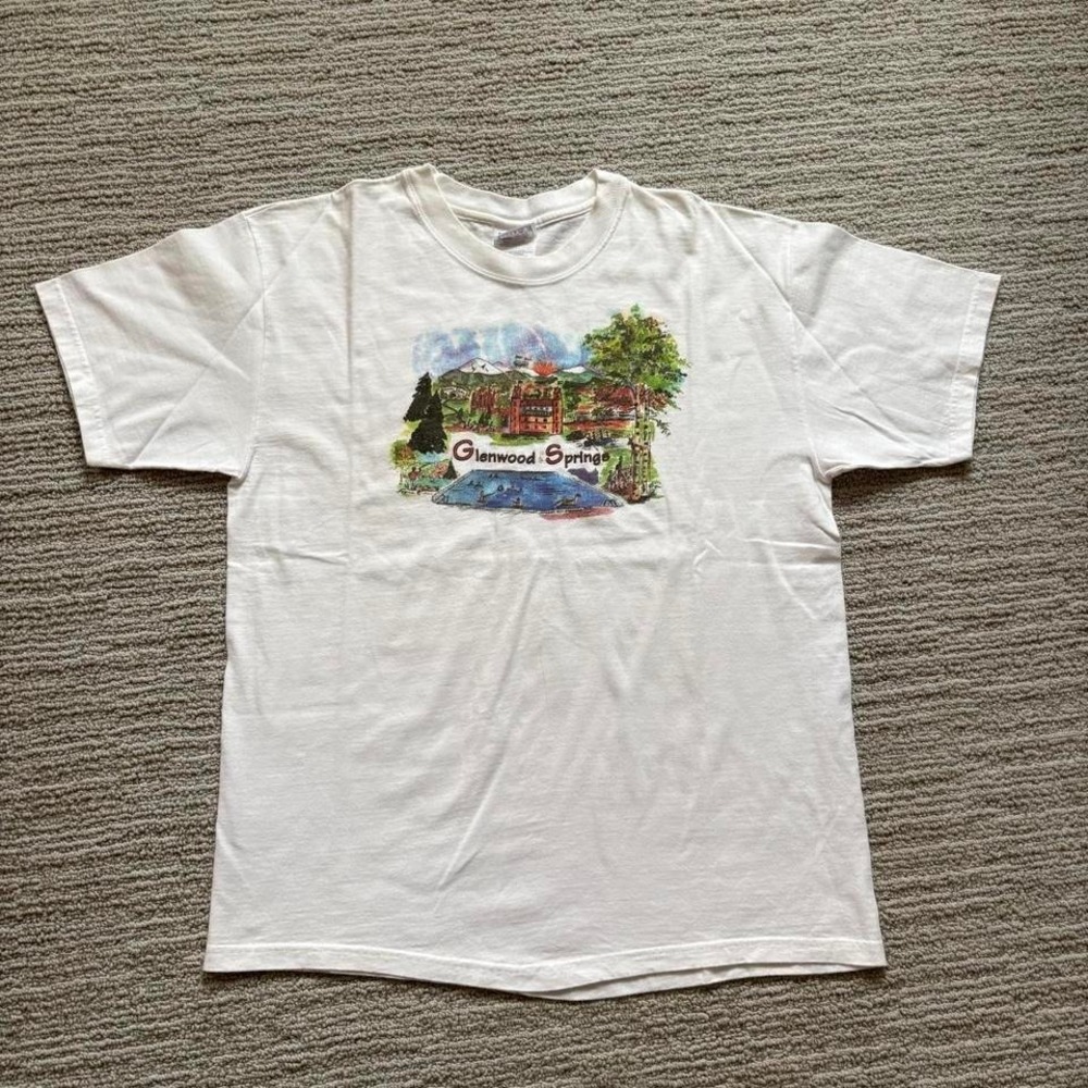 Vintage Y2K Glenwood Springs Colorado T-Shirt Graphic Tee Retro Men's L Cotton